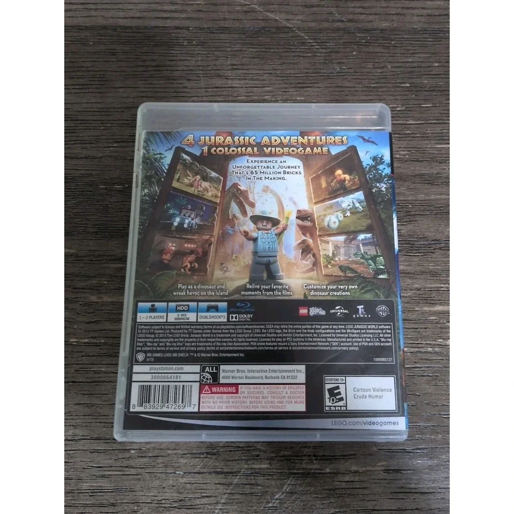 LEGO Jurassic World Sony PS3 PlayStation 3 Video Game Complete Case Disc